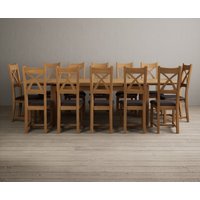 Product photograph of Extending Buxton 180cm Solid Oak Dining Table With 6 Linen Natural Solid Oak Chairs from Oak Furniture Superstore