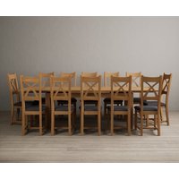 Product photograph of Extending Buxton 180cm Solid Oak Dining Table With 6 Light Grey Natural Solid Oak Chairs from Oak Furniture Superstore