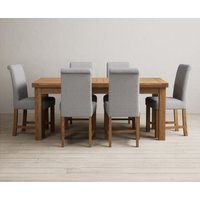 Product photograph of Extending Buxton 180cm Solid Oak Dining Table With 8 Natural Scroll Back Chairs from Oak Furniture Superstore