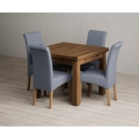Product photograph of Extending Buxton 90cm Rustic Solid Oak Dining Table With 6 Brown Scroll Back Chairs from Oak Furniture Superstore