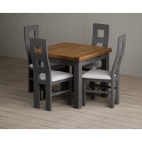 Product photograph of Extending Buxton 90cm Oak And Charcoal Grey Painted Dining Table With 4 Blue Painted Chairs from Oak Furniture Superstore