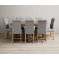 Product photograph of Extending Helmsley Oak And Cream Painted Pedestal Dining Table With 4 Natural Scroll Back Chairs from Oak Furniture Superstore