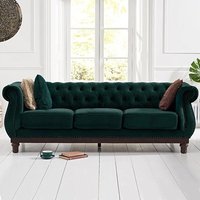 Product photograph of Harrow Chesterfield Green Velvet 3 Seater Sofa from Oak Furniture Superstore