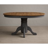 Product photograph of Extending Hertford 100cm - 130cm Oak And Charcoal Grey Painted Pedestal Dining Table from Oak Furniture Superstore