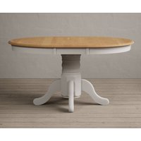 Product photograph of Extending Hertford 100cm - 130cm Oak And Soft White Painted Pedestal Dining Table from Oak Furniture Superstore
