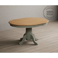 Product photograph of Extending Hertford 100cm - 130cm Oak And Soft Green Painted Pedestal Dining Table from Oak Furniture Superstore
