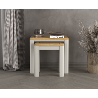 Product photograph of Alba Oak And Soft White Painted Nest Of Tables from Oak Furniture Superstore