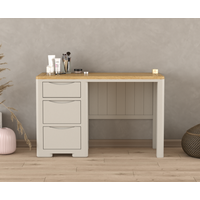 Product photograph of Alba Oak And Soft White Painted Dressing Table Compact Desk from Oak Furniture Superstore