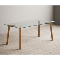 Product photograph of Lakelyn 180cm Solid Oak And Glass Dining Table from Oak Furniture Superstore