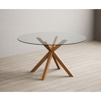 Product photograph of Lakelyn 140cm Round Solid Oak And Glass Dining Table from Oak Furniture Superstore