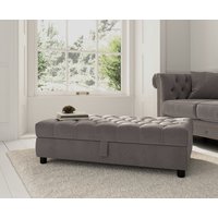 Product photograph of Mayfair Grey Velvet Storage Footstool from Oak Furniture Superstore