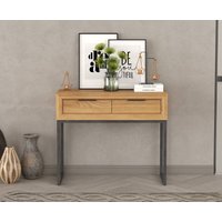 Product photograph of Loft Solid Oak Storage Console Table from Oak Furniture Superstore