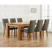 Product photograph of Sheringham 200cm Solid Oak Dining Table With 8 Natural Beatrix Chairs With Sheringham Oak Extensions Pair from Oak Furniture Superstore