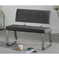 Product photograph of Austin Small Grey Faux Leather Bench With Back from Oak Furniture Superstore