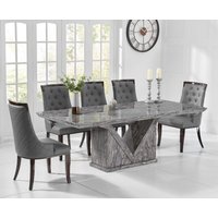 Product photograph of Milan 180cm Grey Marble Dining Table With 8 Grey Francesca Chairs from Oak Furniture Superstore
