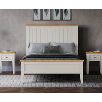 Product photograph of Weymouth Oak And Soft White Painted Double Bed from Oak Furniture Superstore
