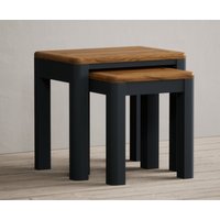 Product photograph of Pembridge Oak And Dark Blue Painted Nest Of Tables from Oak Furniture Superstore