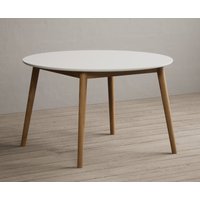 Product photograph of Nordic 120cm Round Solid Oak And Signal White Painted Dining Table from Oak Furniture Superstore