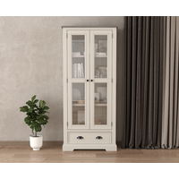Product photograph of Dartmouth Oak And Soft White Painted Glazed Display Cabinet from Oak Furniture Superstore