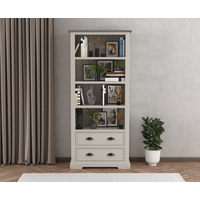 Product photograph of Dartmouth Oak And Soft White Painted Tall Bookcase from Oak Furniture Superstore