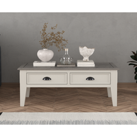 Product photograph of Dartmouth Oak And Soft White Painted 4 Drawer Coffee Table from Oak Furniture Superstore