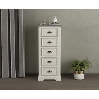 Product photograph of Dartmouth Oak And Soft White Painted 5 Drawer Tallboy from Oak Furniture Superstore