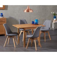Product photograph of Extending York 70cm Solid Oak Drop Leaf Dining Table With 2 Light Grey Orson Chairs from Oak Furniture Superstore