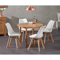 Product photograph of Extending York 90cm Solid Oak Dining Table With 2 White Orson Chairs from Oak Furniture Superstore
