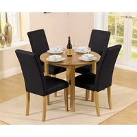 Product photograph of Extending York 90cm Solid Oak Dining Table With 4 Brown Olivia Chairs from Oak Furniture Superstore