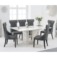 Product photograph of Alicia 180cm White Marble Dining Table With 8 Grey Sophia Chairs from Oak Furniture Superstore