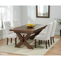 Product photograph of Extending Buckley 200cm Dark Oak Dining Table With 8 Natural Francois Chairs from Oak Furniture Superstore