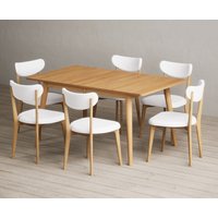 Product photograph of Extending Ruben 150cm Retro Oak Dining Table With 10 Grey Nordic Chairs from Oak Furniture Superstore