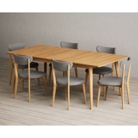 Product photograph of Extending Ruben 200cm Retro Oak Dining Table With 8 White Nordic Chairs from Oak Furniture Superstore