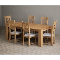 Product photograph of Sheringham 200cm Solid Oak Dining Table With 6 Brown Natural Solid Oak Chairs from Oak Furniture Superstore