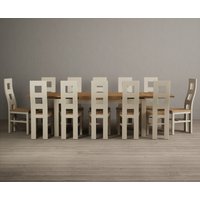 Product photograph of Extending Buxton 180cm Oak And Cream Painted Dining Table With 10 Blue Painted Chairs from Oak Furniture Superstore