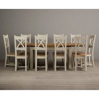 Product photograph of Extending Buxton 140cm Oak And Cream Painted Dining Table With 6 Oak Painted Chairs from Oak Furniture Superstore
