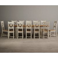 Product photograph of Extending Buxton 180cm Oak And Cream Painted Dining Table With 6 Light Grey Painted Chairs from Oak Furniture Superstore