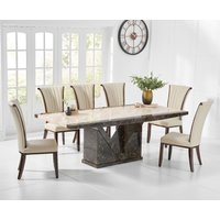 Product photograph of Tenore 220cm Marble Effect Dining Table With 12 Cream Lorient Chairs from Oak Furniture Superstore