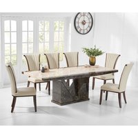 Product photograph of Tenore 180cm Marble Dining Table With 12 Cream Lorient Chairs from Oak Furniture Superstore