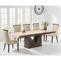 Product photograph of Tenore 180cm Marble Effect Dining Table With 10 Cream Francesca Chairs from Oak Furniture Superstore