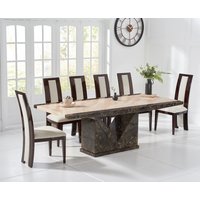 Product photograph of Tenore 220cm Extra Large Marble Effect Dining Table With 12 Black Novara Chairs from Oak Furniture Superstore