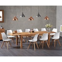 Product photograph of Thetford 180cm Oak Dining Table With 6 White Orson Chairs With Thetford 45cm Oak Extensions from Oak Furniture Superstore