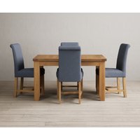 Product photograph of Extending Yateley 130cm Solid Oak Dining Table With 4 Grey Scroll Back Chairs from Oak Furniture Superstore