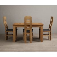 Product photograph of Extending Yateley 130cm Solid Oak Dining Table With 4 Linen Natural Chairs from Oak Furniture Superstore
