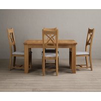 Product photograph of Extending Yateley 130cm Solid Oak Dining Table With 6 Light Grey Natural Solid Oak Chairs from Oak Furniture Superstore