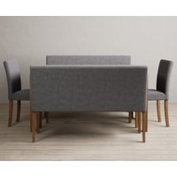 Product photograph of York 150cm Solid Oak Dining Table With 4 Grey Lila Chairs With 1 Grey Bench from Oak Furniture Superstore
