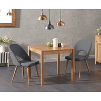 Product photograph of York 80cm Solid Oak Dining Table With 4 Grey Hudson Faux Leather Chairs from Oak Furniture Superstore