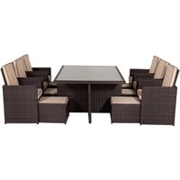 Product photograph of 6 Seat Rattan Garden Cube Dining Set In Brown With Footstools - Barcelona - Rattan Direct from Rattan Direct