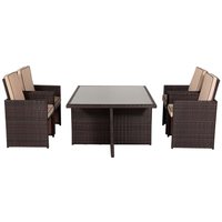 Product photograph of 4 Seater Rattan Garden Cube Dining Set In Brown - Barcelona - Rattan Direct from Rattan Direct