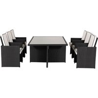 Product photograph of 6 Seat Rattan Garden Dining Cube Set In Black White - Barcelona - Rattan Direct from Rattan Direct